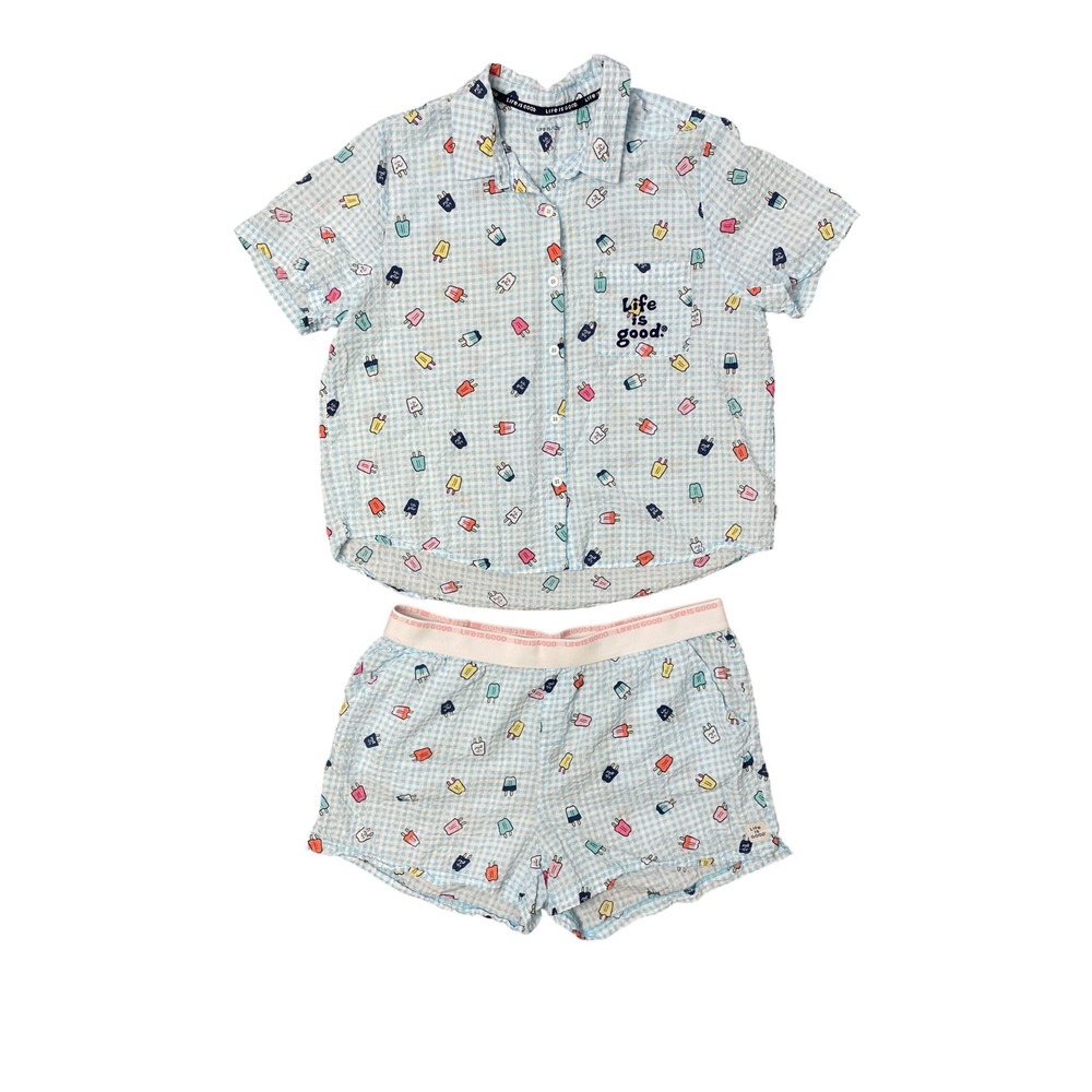 Life Is Good Summer Popsicle Cotton Seersucker Pajama Set Size XL Lightweight